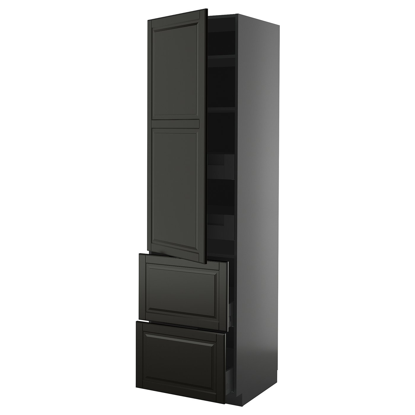 IKEA METOD / KNIVSHULT Hochschr. Böd/4 Schubl./Tür/2 Fro schwarzgrau/Bodbyn schwarz 60x60x220 cm