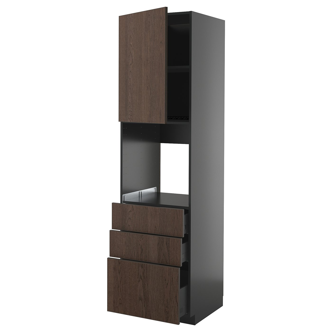 IKEA METOD / KNIVSHULT Hochschr f Of+Tü/3 Sch schwarzgrau/Sinarp braun 60x60x220 cm