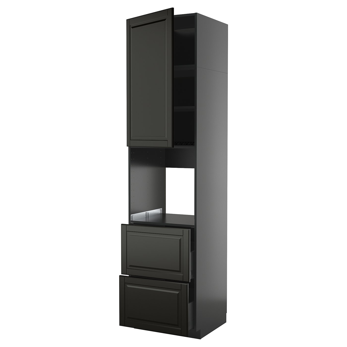 IKEA METOD / KNIVSHULT Hochschrank f Backofen+Tür/2Schubl schwarzgrau/Bodbyn schwarz