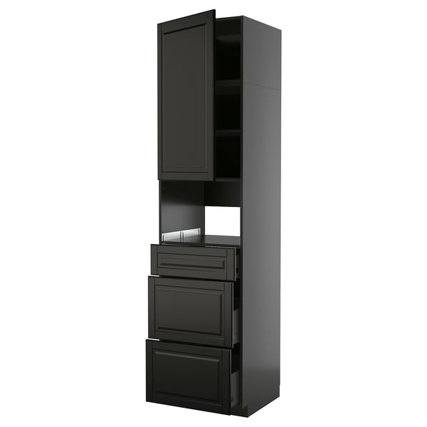 METOD / KNIVSHULT Hochschrank für Einbaugeräte, schwarzgrau/Bodbyn schwarz, 60x60x240 cm