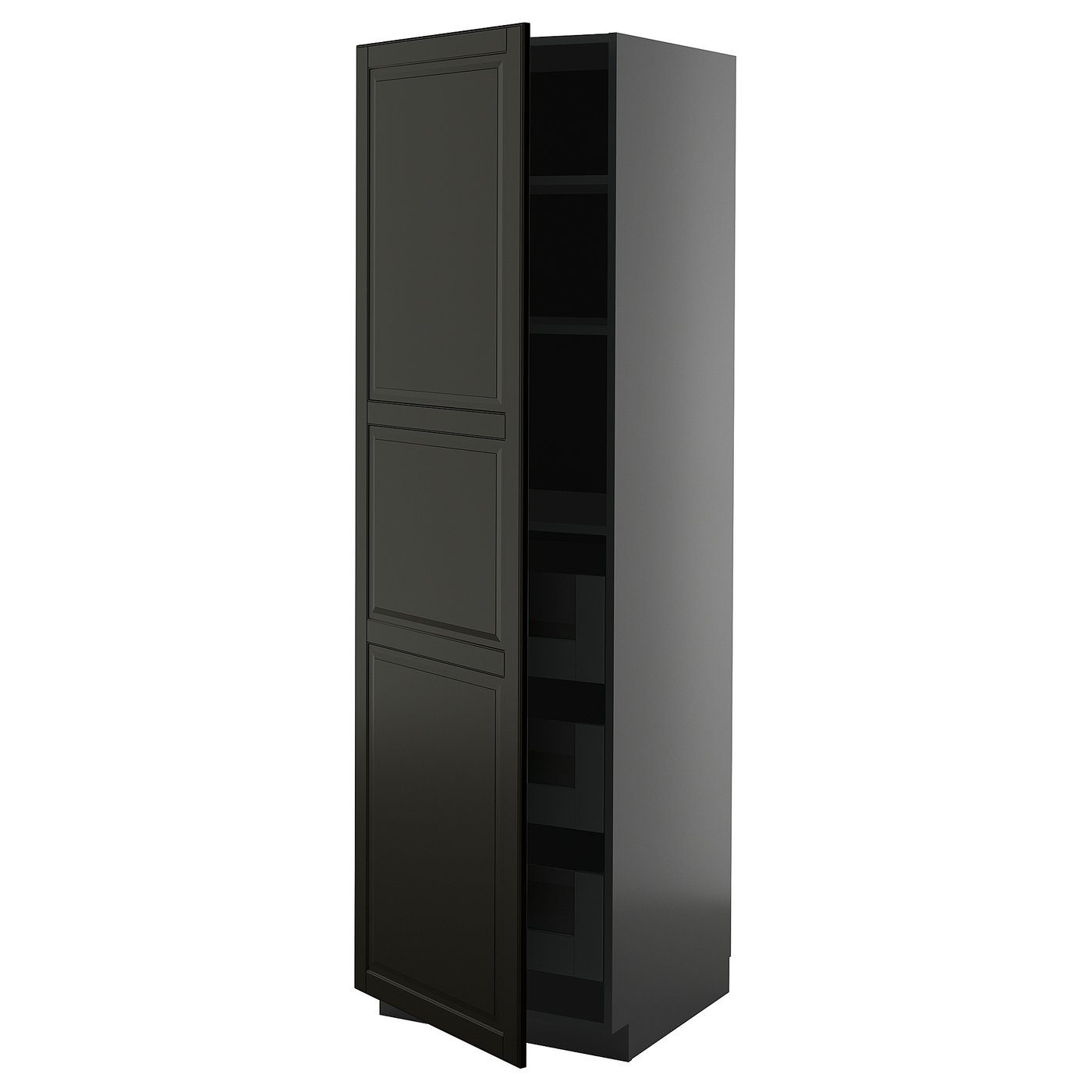 IKEA METOD / KNIVSHULT Hochschrank m Schubladen schwarzgrau/Bodbyn schwarz 60x60x200 cm