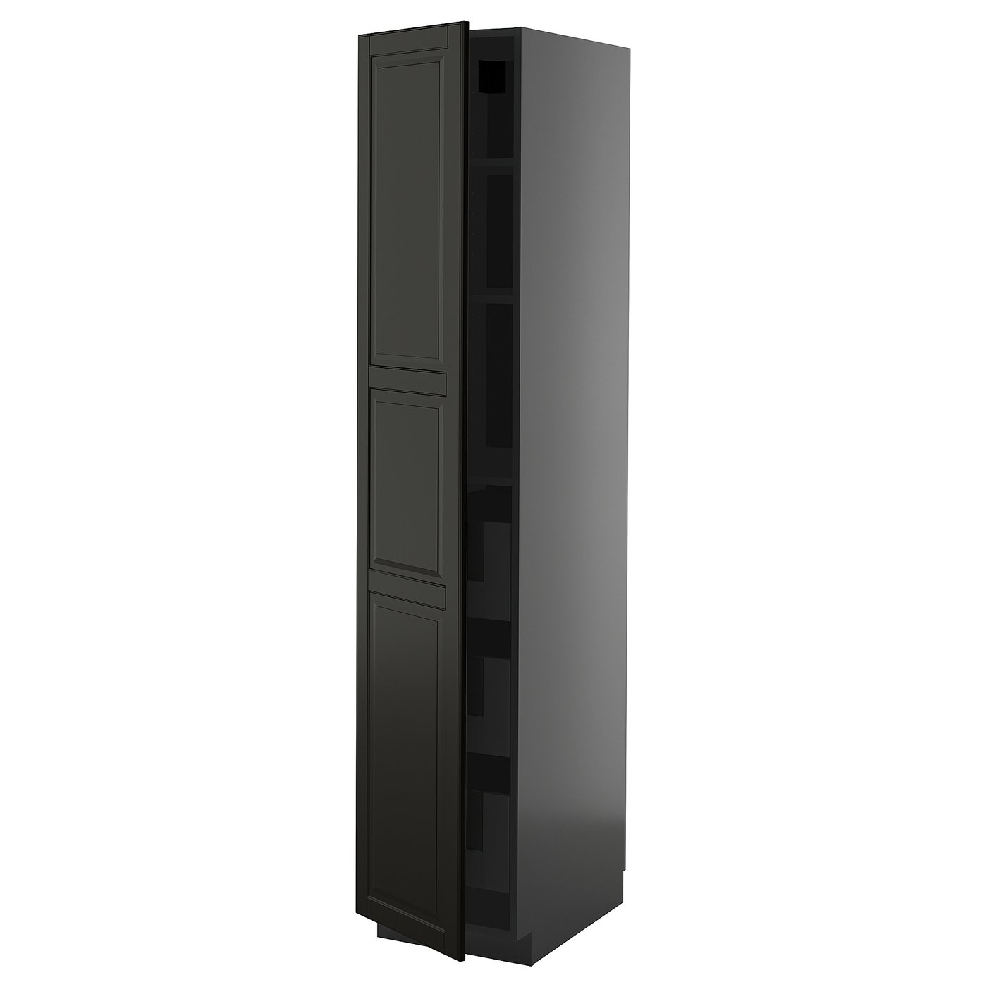 IKEA METOD / KNIVSHULT Hochschrank m Schubladen schwarzgrau/Bodbyn schwarz 40x60x200 cm