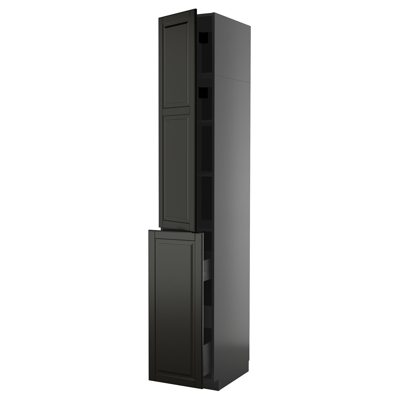 IKEA METOD / KNIVSHULT Hos m Ausziehfu 3 Schub/1 Tü/2 Bö schwarzgrau/Bodbyn schwarz