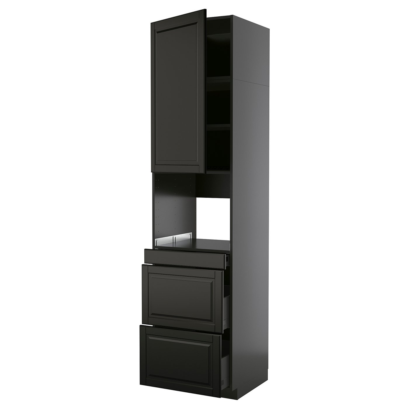 IKEA METOD / KNIVSHULT HS f Kombimikro m Tür/3 Schub schwarzgrau/Bodbyn schwarz 60x60x240 cm
