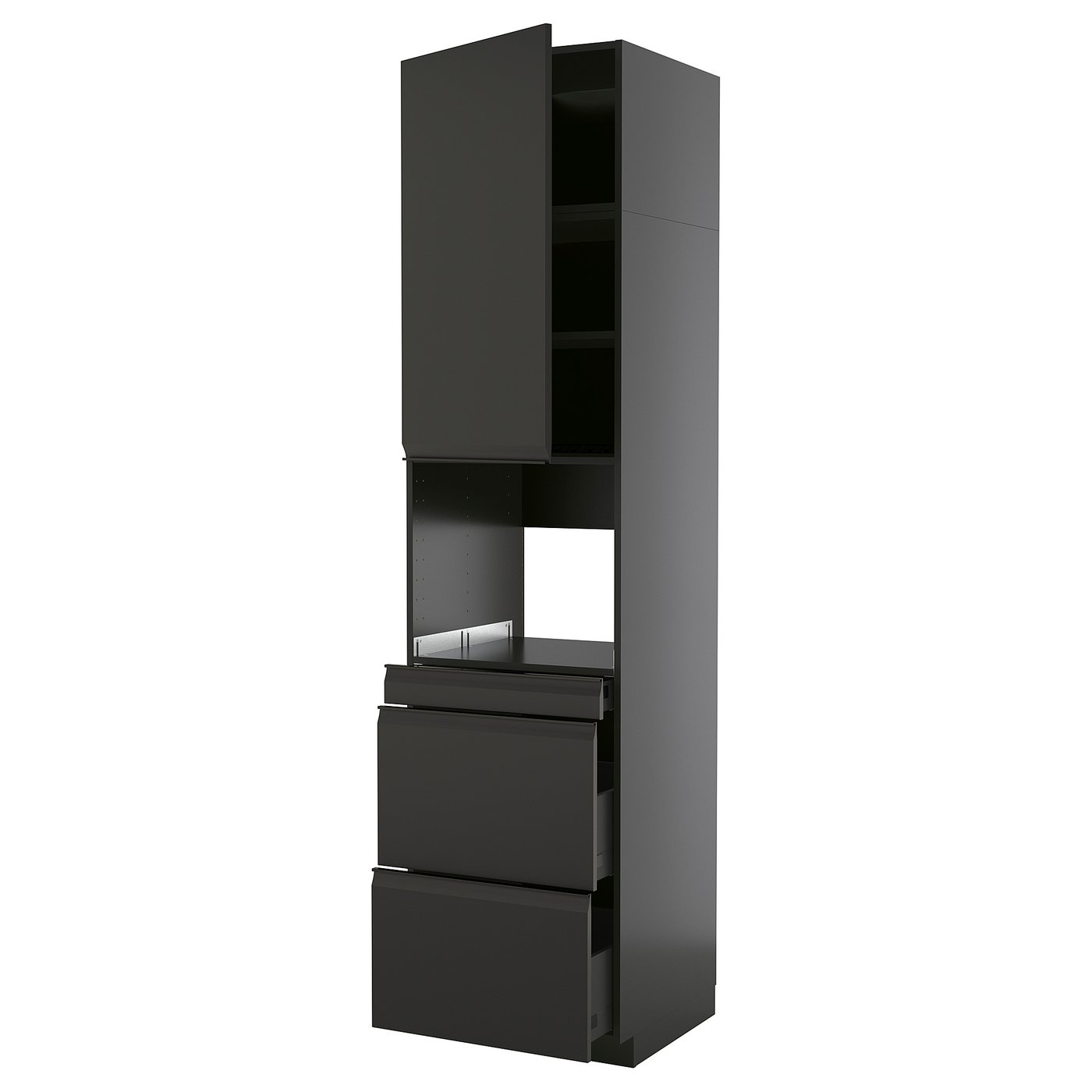 IKEA METOD / KNIVSHULT HS f Kombimikro m Tür/3 Schub schwarzgrau/Upplöv matt anthrazit 60x60x240 cm