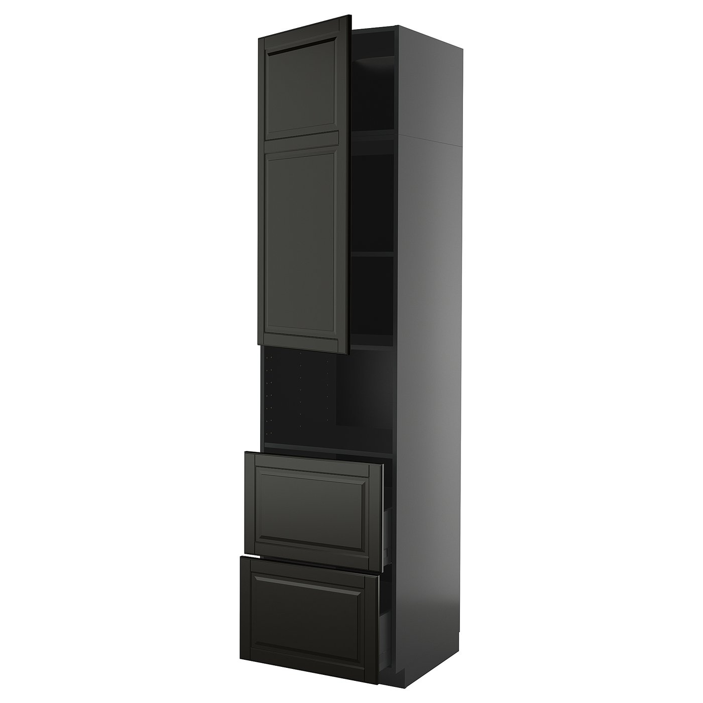 IKEA METOD / KNIVSHULT HS f Mikro m Tür/2 Sch schwarzgrau/Bodbyn schwarz 60x60x240 cm