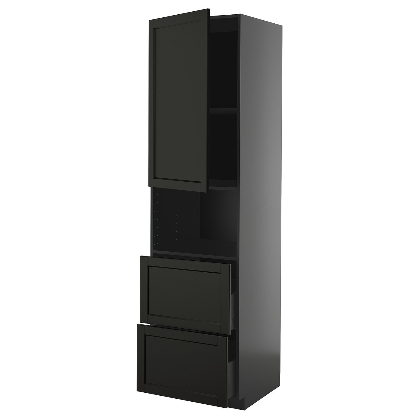 IKEA METOD / KNIVSHULT HS f Mikro m Tür/2 Sch schwarzgrau/Lerhyttan schwarz lasiert 60x60x220 cm
