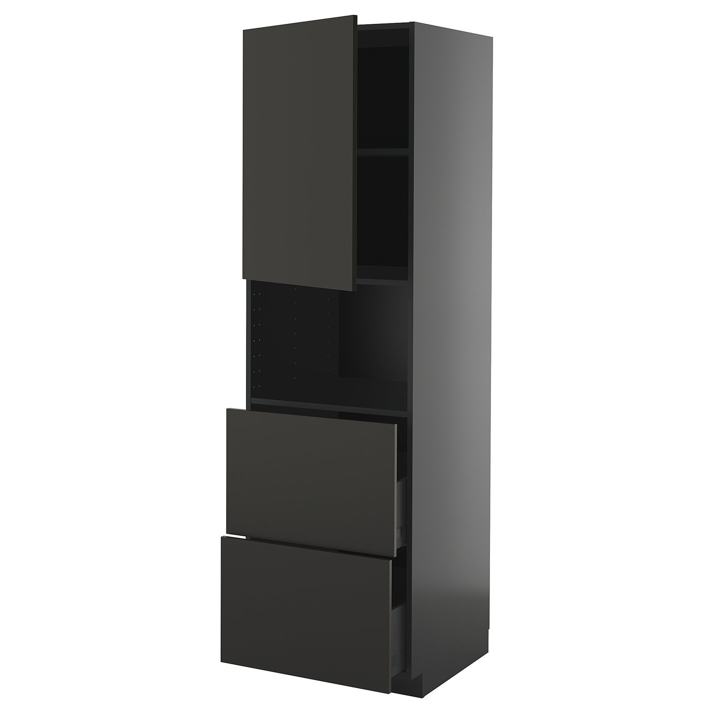IKEA METOD / KNIVSHULT HS f Mikro m Tür/2 Sch schwarzgrau/Nickebo matt anthrazit 60x60x200 cm