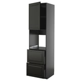 METOD schwarzes Küchenschrank-Set: Hochschrank mit Regal, zwei Schubladen, schlankes Design.