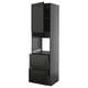 METOD schwarzes Küchenschrank-Set: Hochschrank mit Regal, zwei Schubladen, schlankes Design.