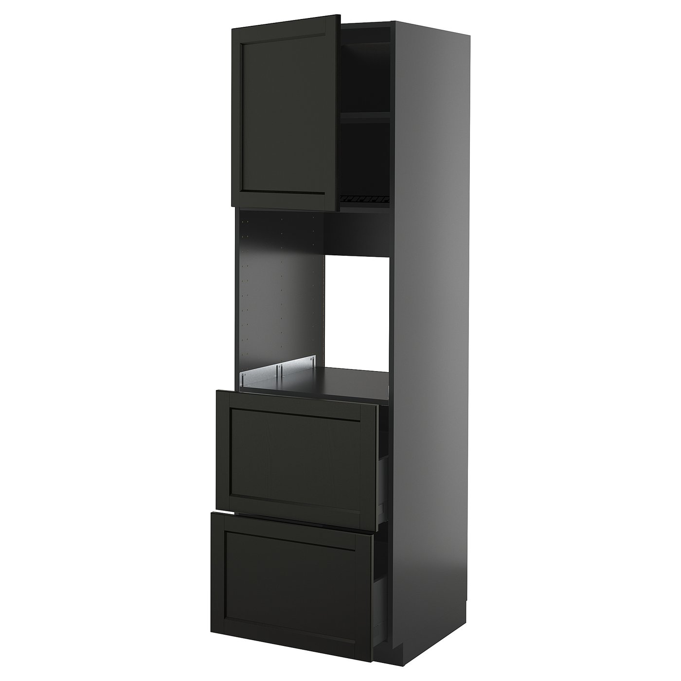 IKEA METOD / KNIVSHULT HS f Of m Tür/2 Fronten/2 ho Sch schwarzgrau/Lerhyttan schwarz lasiert 60x60x200 cm