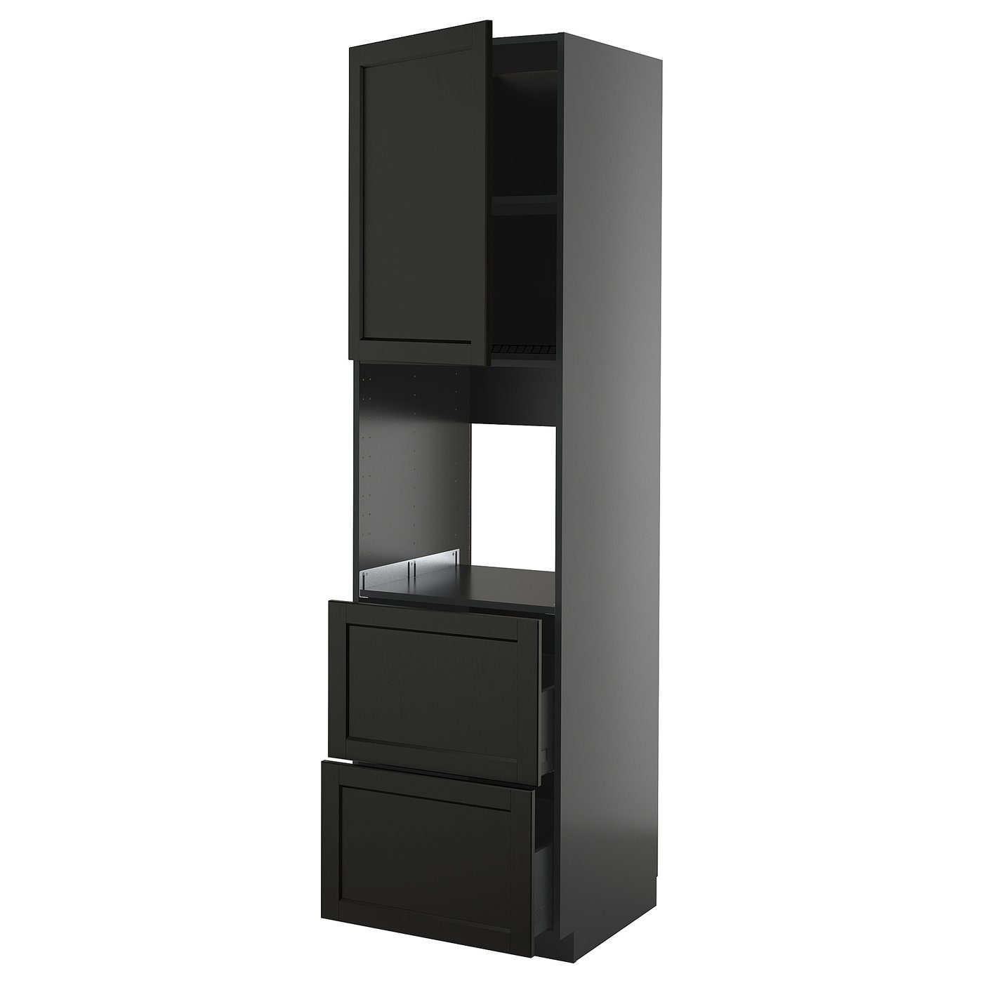 IKEA METOD / KNIVSHULT HS f Of m Tür/2 Fronten/2 ho Sch schwarzgrau/Lerhyttan schwarz lasiert 60x60x220 cm