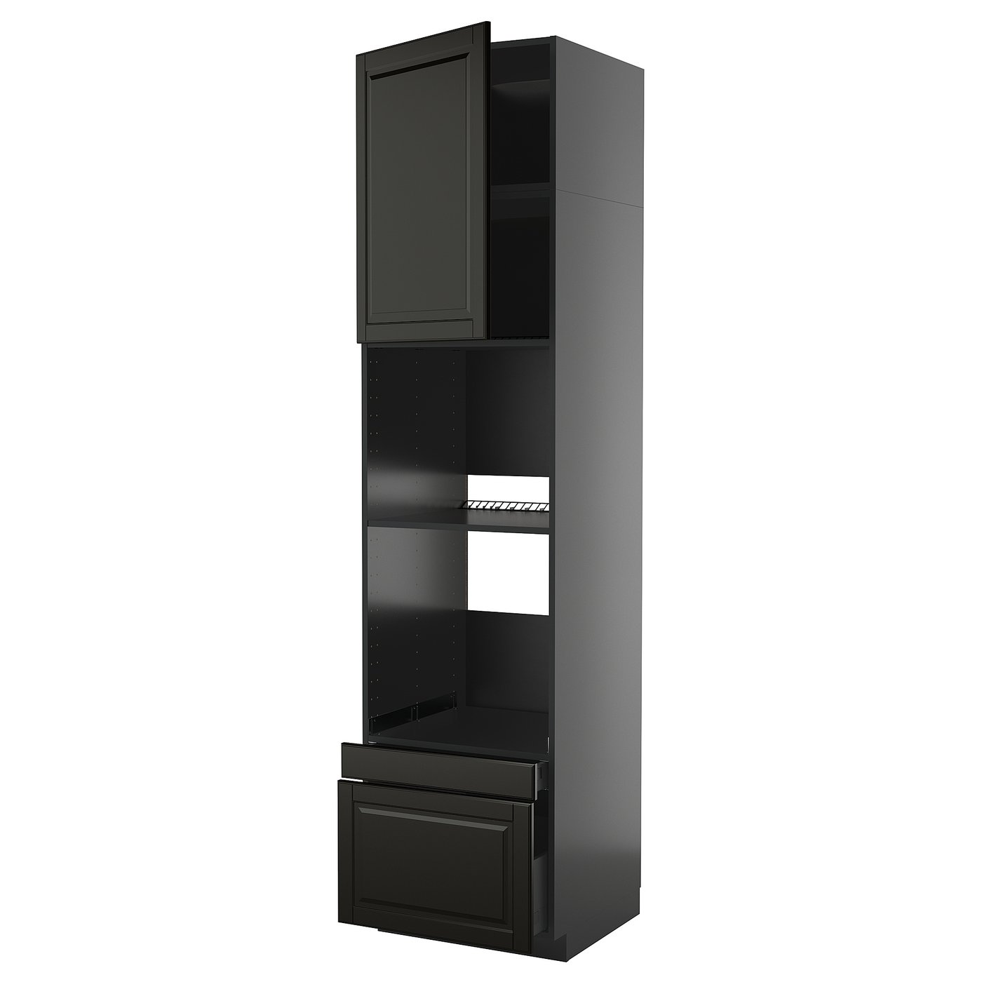 IKEA METOD / KNIVSHULT Hs f Ofen/Kombiof m Tür/2 Schubl schwarzgrau/Bodbyn schwarz 60x60x240 cm