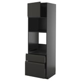 Moderner schwarzer Küchenschrank, METOD-Serie, mit verstellbaren Regalen, glatten Schubladen und eleganter matter Oberfläche.
