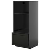 Schwarze METOD-Küchenzeile mit Einzelschublade, Hochschrank und verstellbarem Regal.