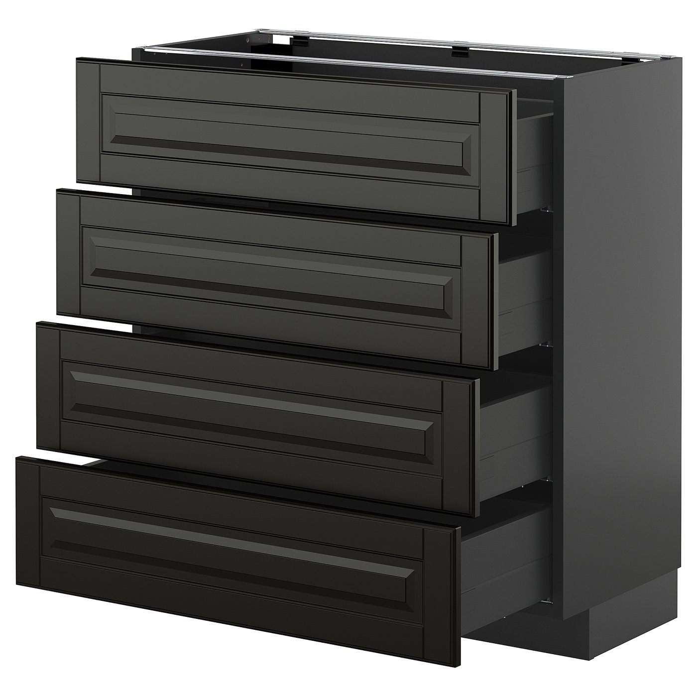 IKEA METOD / KNIVSHULT Unterschr., 4 Fronten/4 Schubladen schwarzgrau/Bodbyn schwarz 80x37 cm