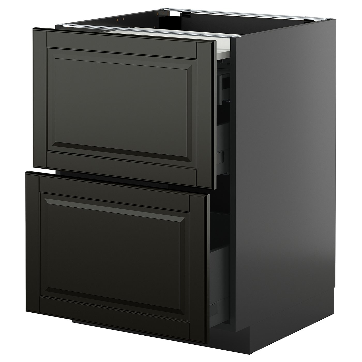 IKEA METOD / KNIVSHULT Unterschr auszb Arbeitsfl/3 Schubl schwarzgrau/Bodbyn schwarz