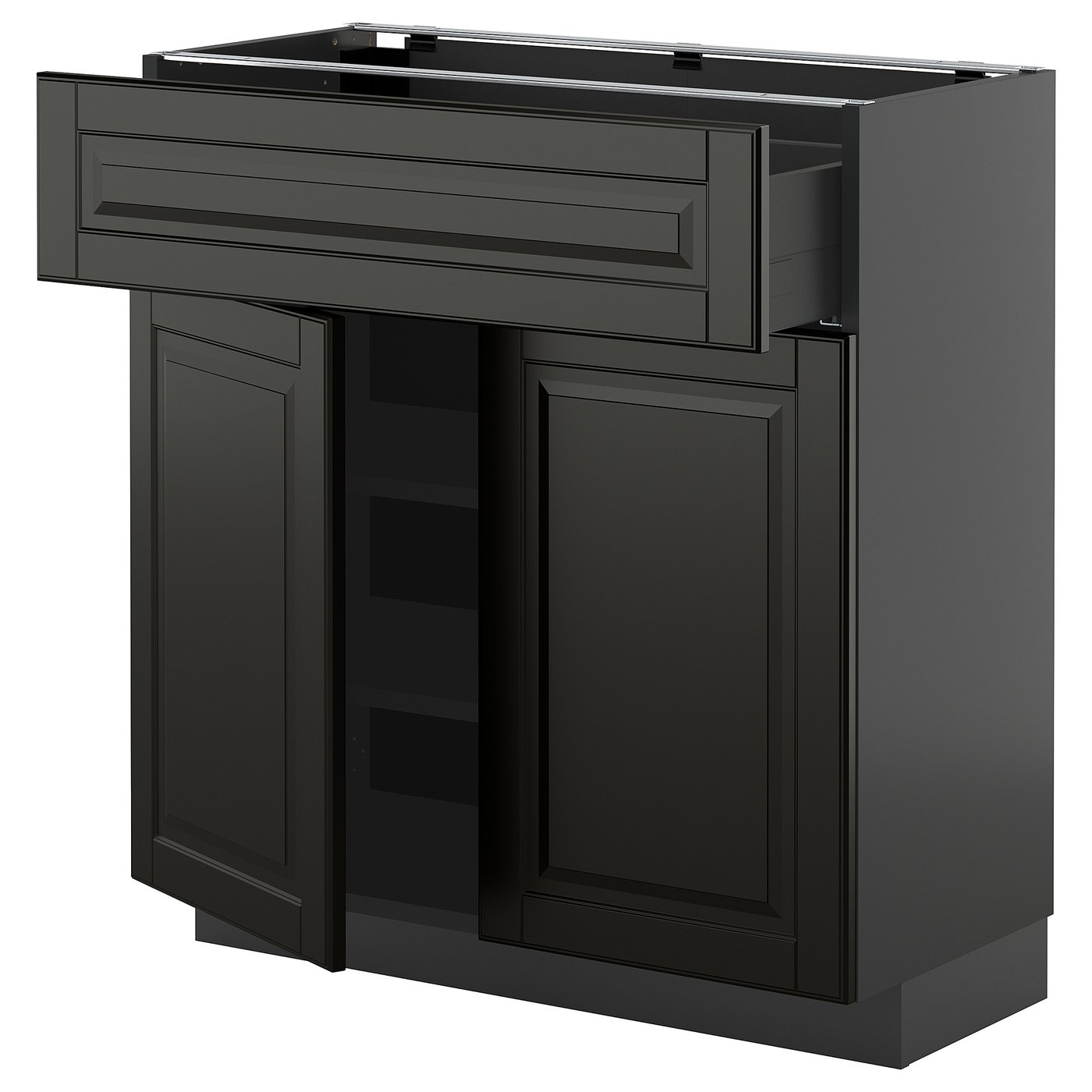 IKEA METOD / KNIVSHULT Unterschr m Schub/2 Türen schwarzgrau/Bodbyn schwarz 80x37 cm