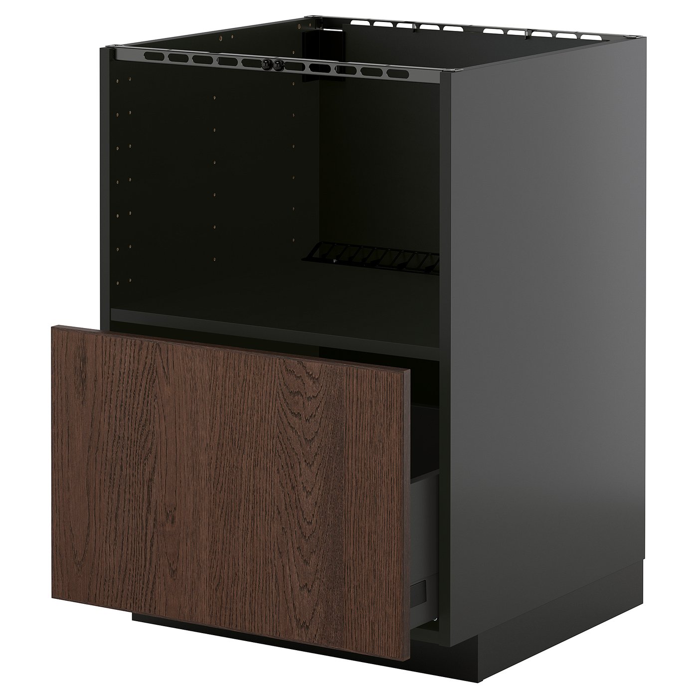 IKEA METOD / KNIVSHULT Unterschrank für Einbaugeräte schwarzgrau/Sinarp braun