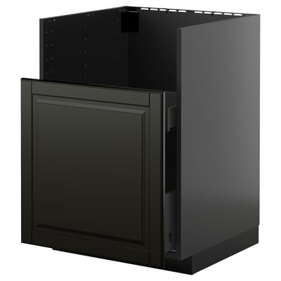 Schwarzer METOD-Küchenschrank, schlankes Design mit abgeschrägten Kanten, robuste Spanplatte und Stahl, 25 Jahre Garantie.