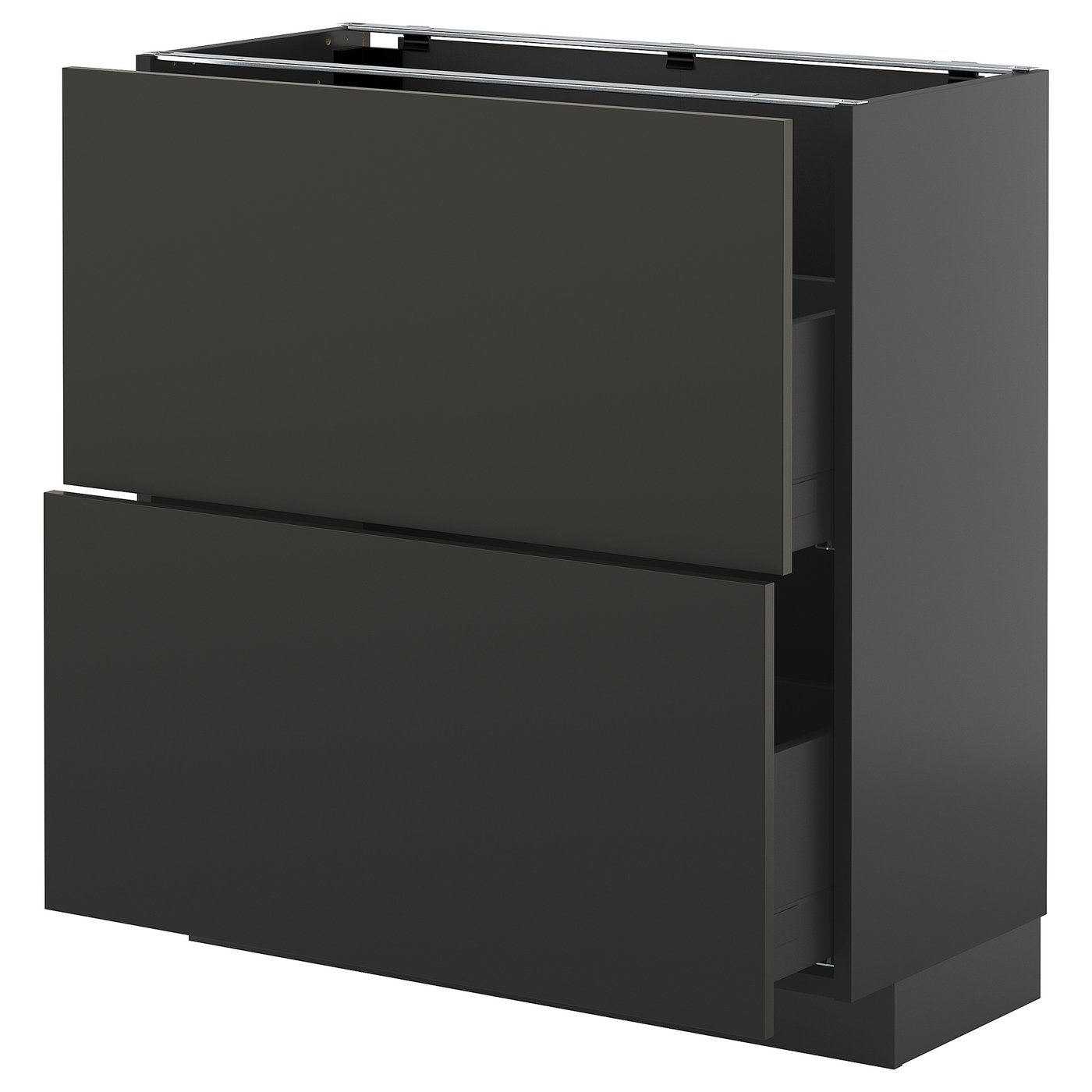 IKEA METOD / KNIVSHULT Unterschrank mit 2 Schubladen schwarzgrau/Nickebo matt anthrazit 80x37 cm