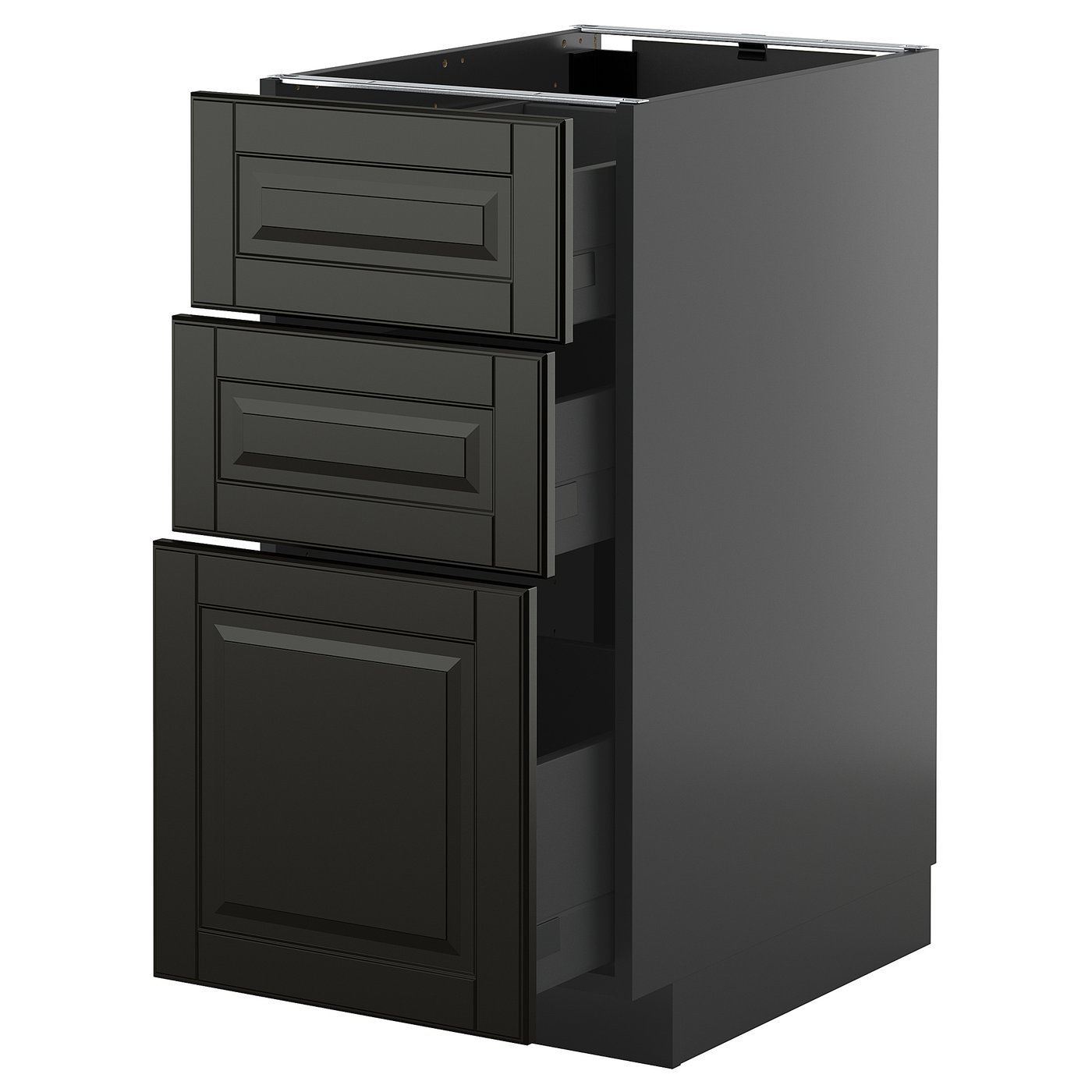 IKEA METOD / KNIVSHULT Unterschrank mit 3 Schubladen schwarzgrau/Bodbyn schwarz 40x60 cm