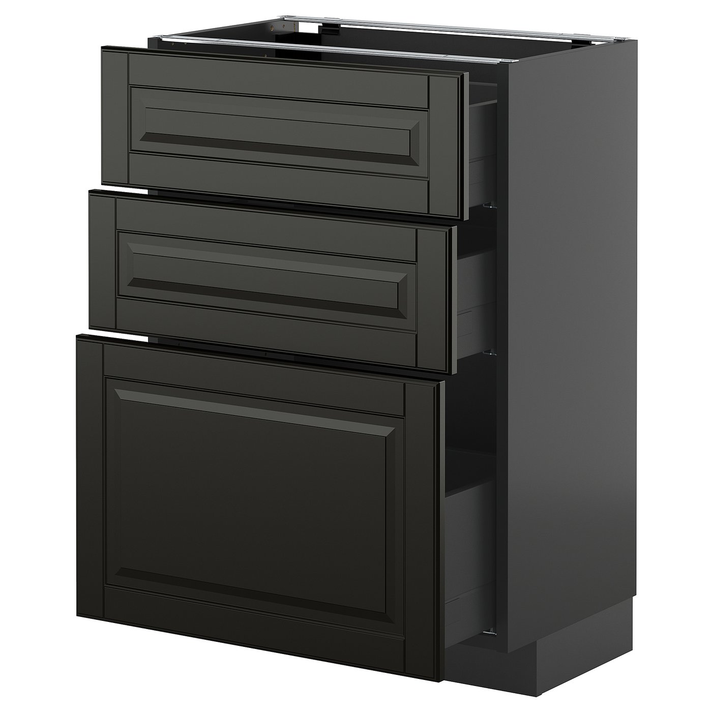 IKEA METOD / KNIVSHULT Unterschrank mit 3 Schubladen schwarzgrau/Bodbyn schwarz 60x37 cm