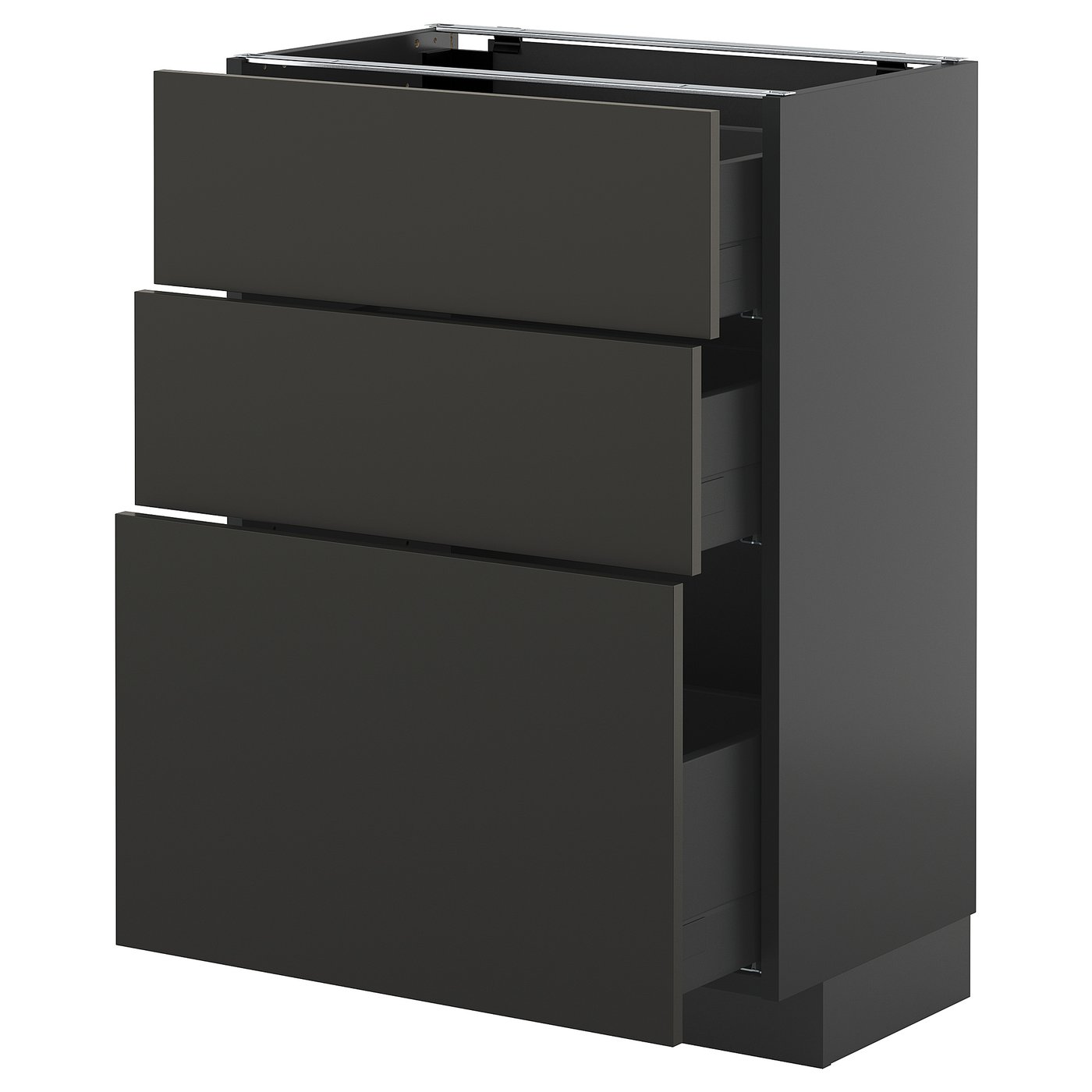 IKEA METOD / KNIVSHULT Unterschrank mit 3 Schubladen schwarzgrau/Nickebo matt anthrazit 60x37 cm