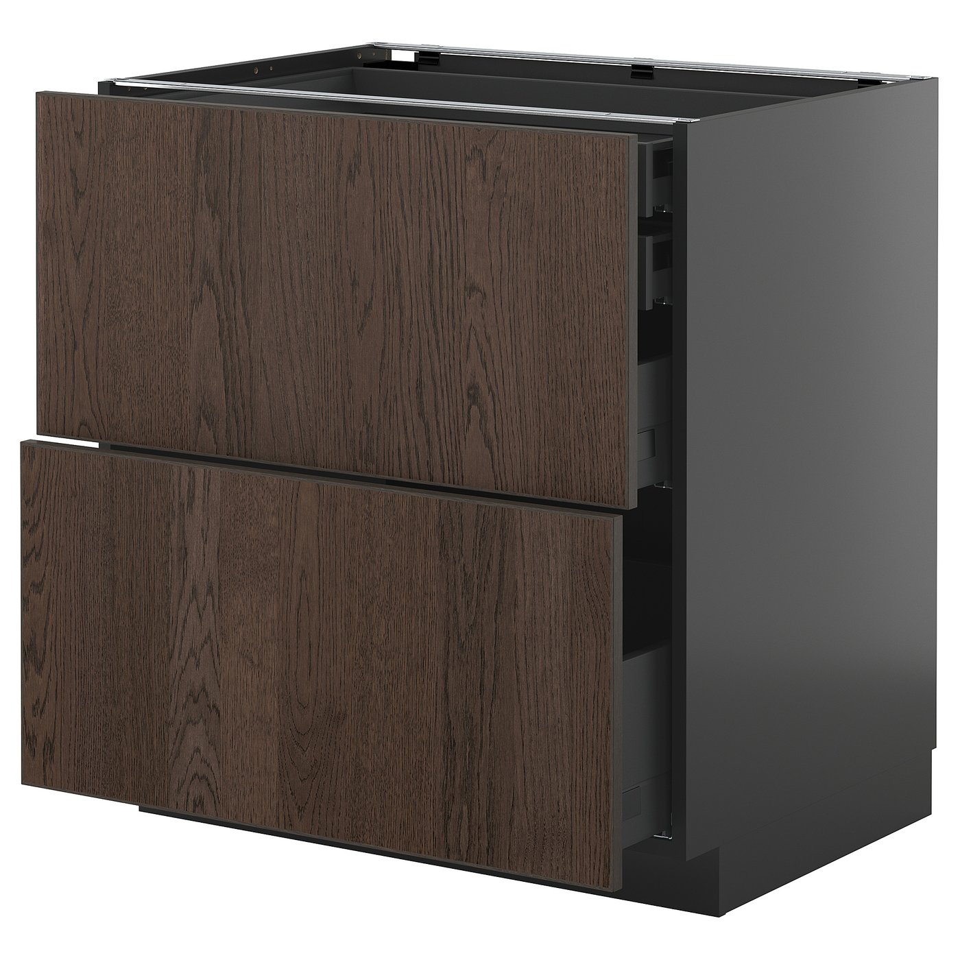 IKEA METOD / KNIVSHULT Uschr 2 Fr/2 ni+1 haho+1 ho Sch schwarzgrau/Sinarp braun 80x60 cm