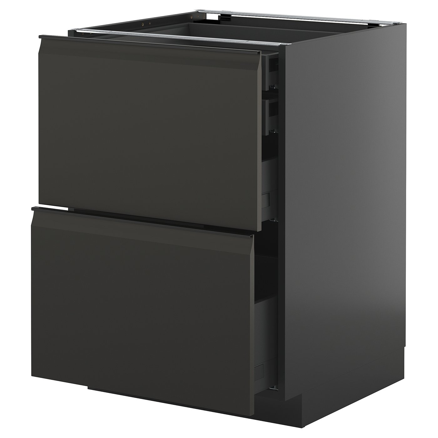 IKEA METOD / KNIVSHULT Uschr 2 Fr/2 ni+1 haho+1 ho Sch schwarzgrau/Upplöv matt anthrazit 60x60 cm