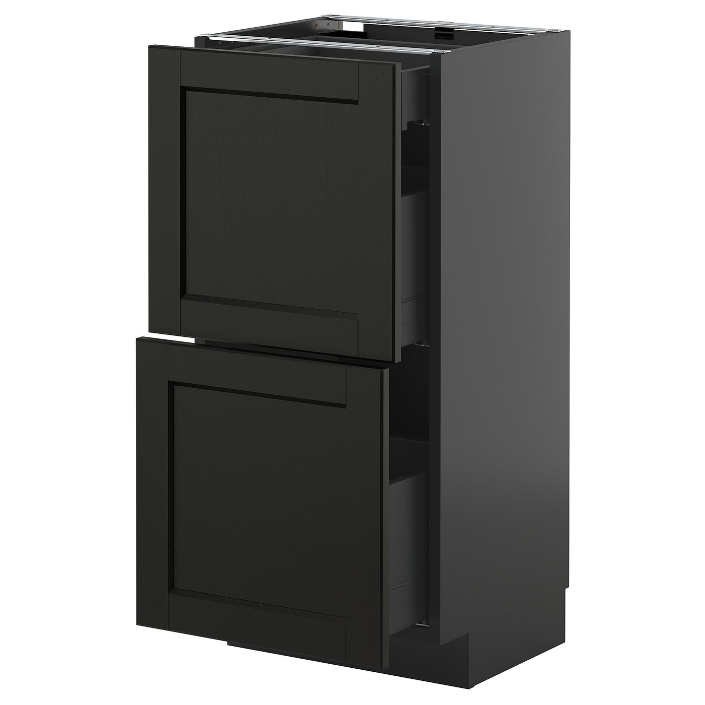IKEA METOD / KNIVSHULT Uschr 2 Fr/3 Sch schwarzgrau/Lerhyttan schwarz lasiert 40x37 cm