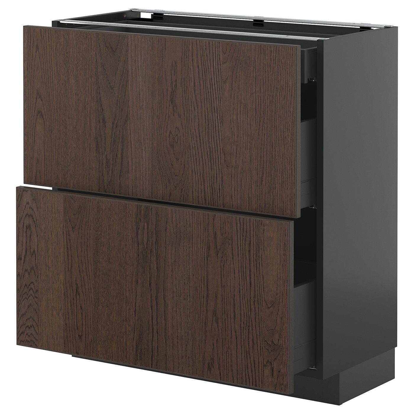 IKEA METOD / KNIVSHULT Uschr 2 Fr/3 Sch schwarzgrau/Sinarp braun 80x37 cm