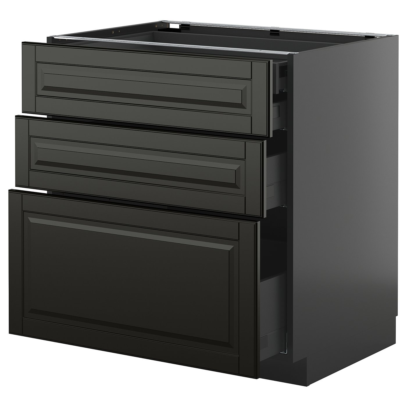 IKEA METOD / KNIVSHULT Uschr 3 Fr/2 ni+1 haho+1 ho Sch schwarzgrau/Bodbyn schwarz 80x60 cm