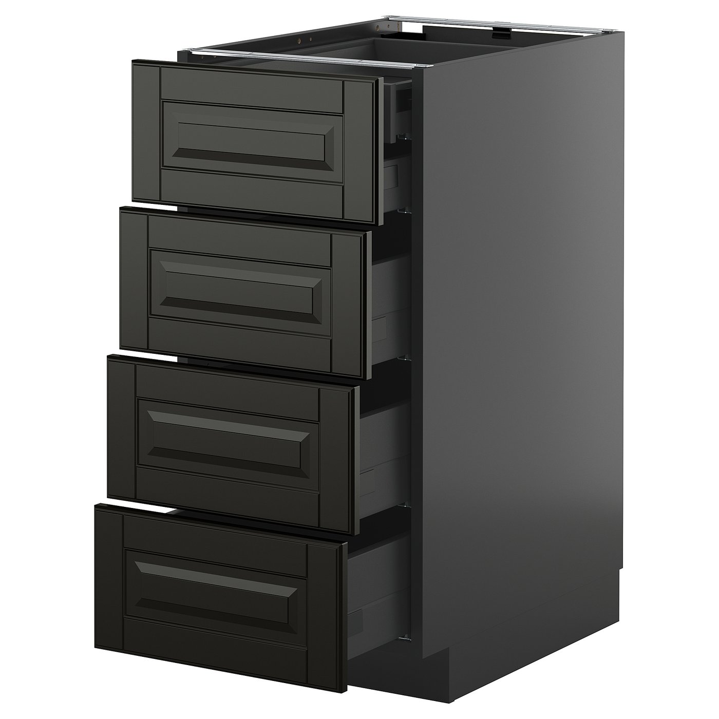 IKEA METOD / KNIVSHULT Uschr 4 Fr/2 Sch/3 haho Sch schwarzgrau/Bodbyn schwarz 40x60 cm