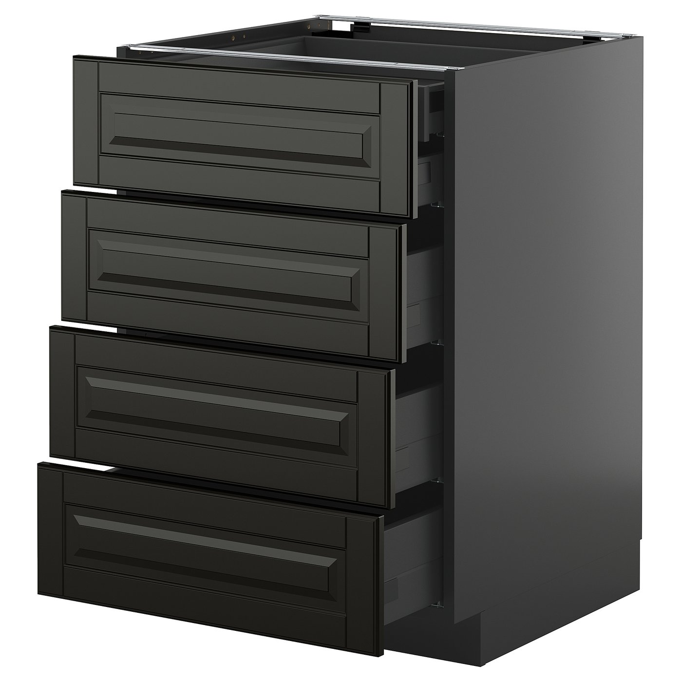 IKEA METOD / KNIVSHULT Uschr 4 Fr/2 Sch/3 haho Sch schwarzgrau/Bodbyn schwarz 60x60 cm