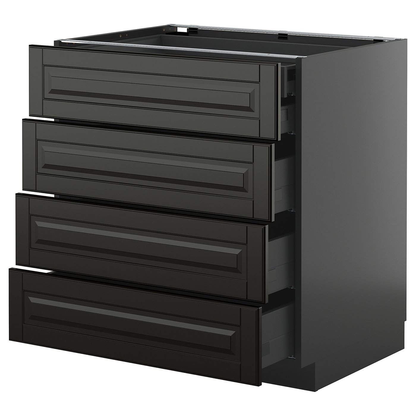 IKEA METOD / KNIVSHULT Uschr 4 Fr/2 Sch/3 haho Sch schwarzgrau/Bodbyn schwarz 80x60 cm
