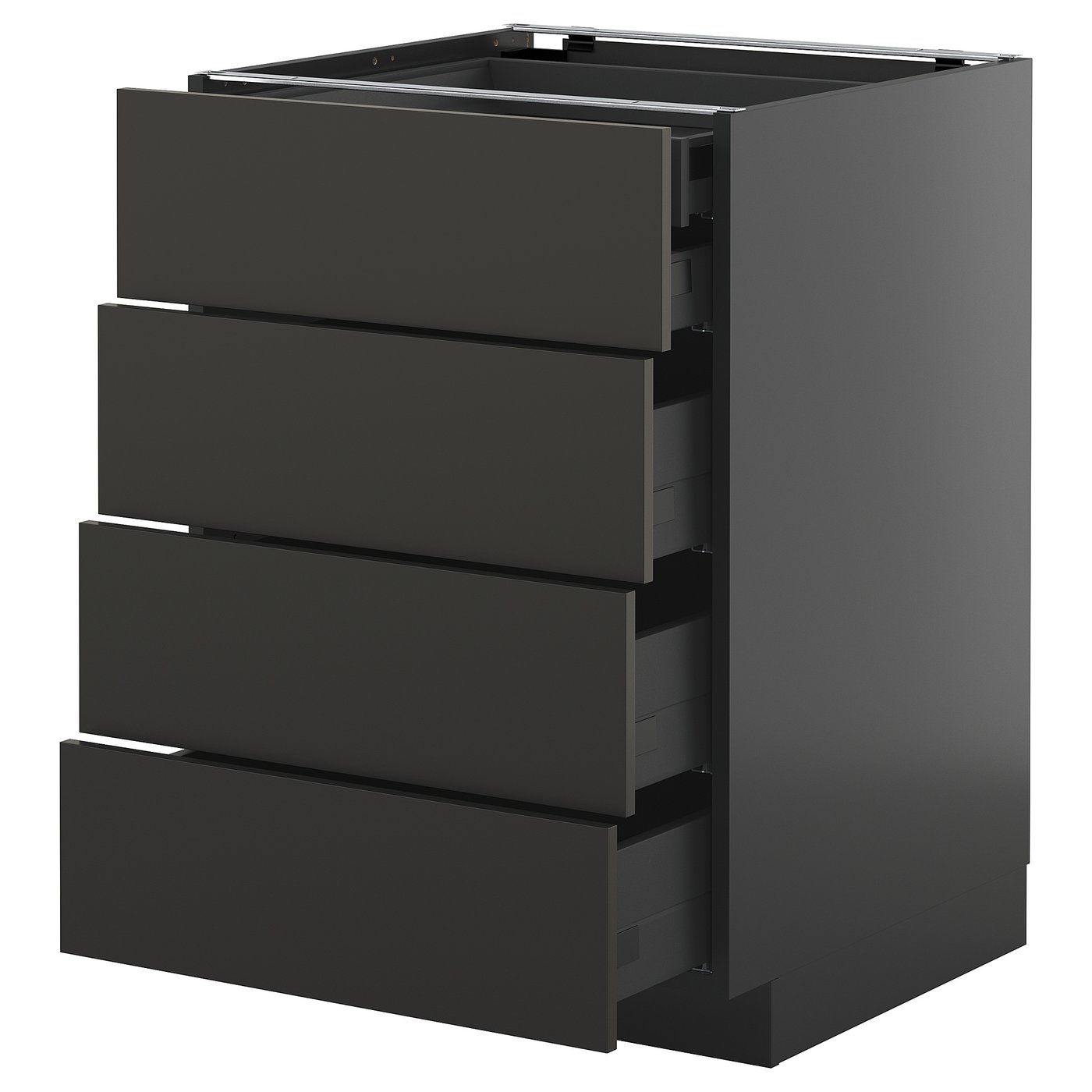 IKEA METOD / KNIVSHULT Uschr 4 Fr/2 Sch/3 haho Sch schwarzgrau/Nickebo matt anthrazit 60x60 cm