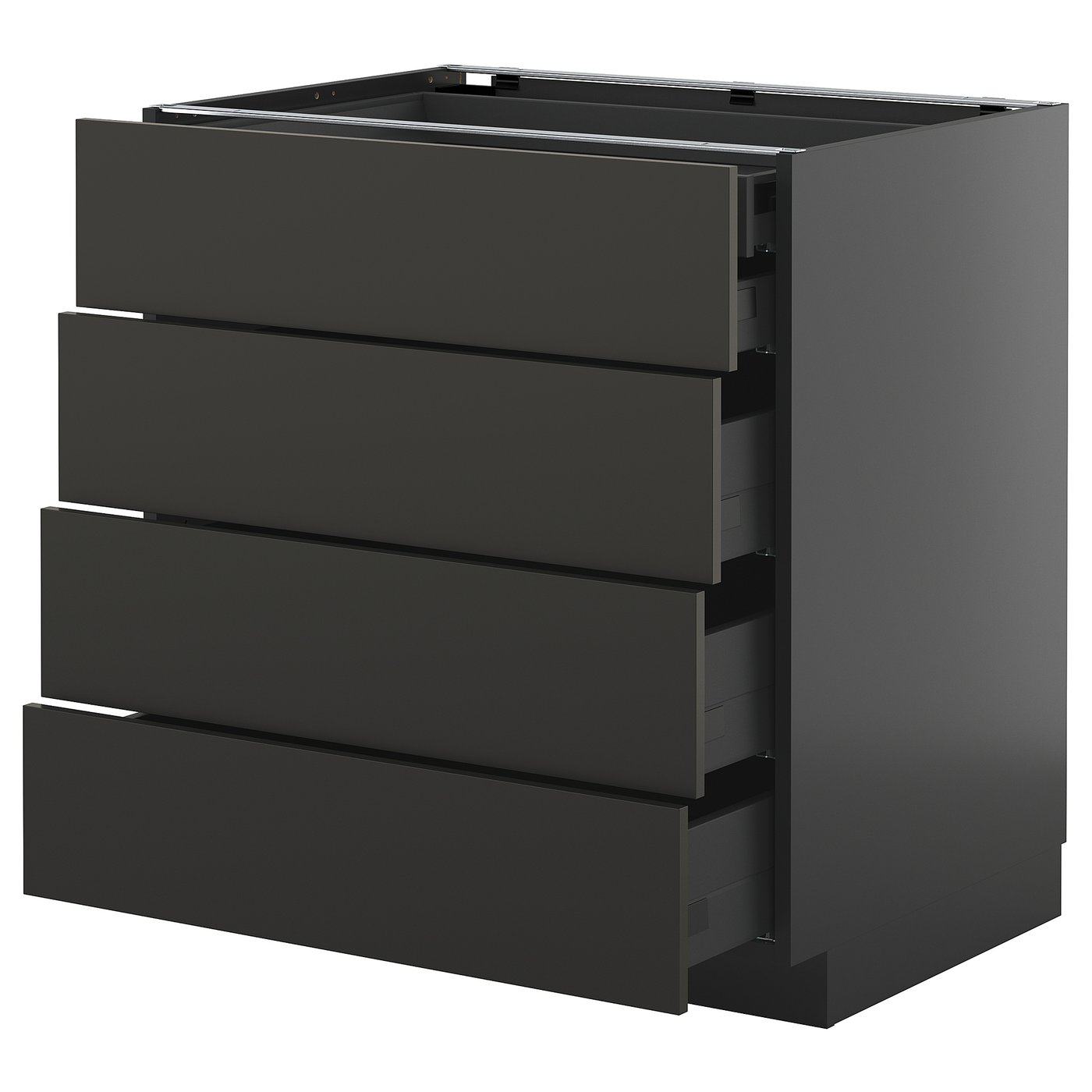 IKEA METOD / KNIVSHULT Uschr 4 Fr/2 Sch/3 haho Sch schwarzgrau/Nickebo matt anthrazit 80x60 cm
