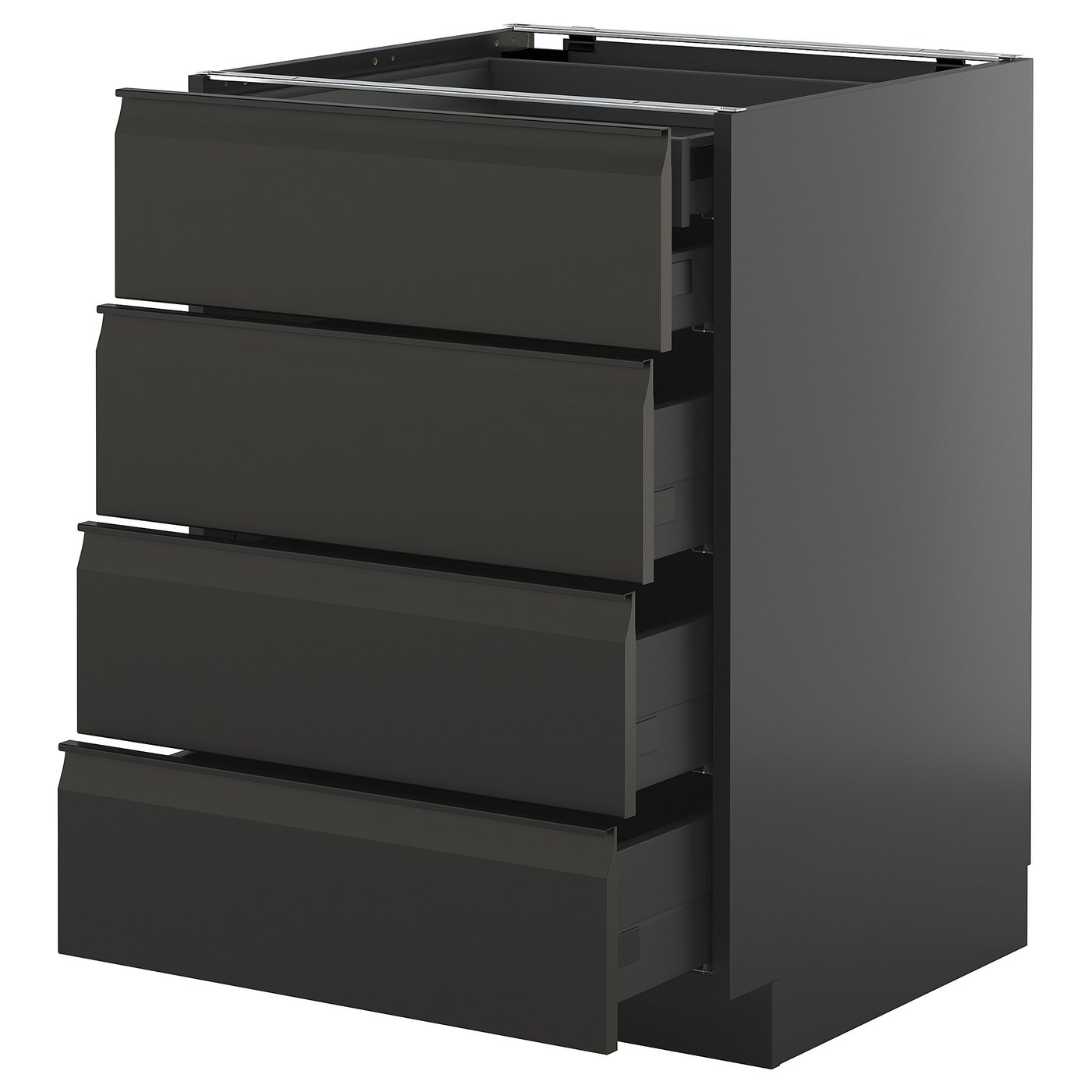 IKEA METOD / KNIVSHULT Uschr 4 Fr/2 Sch/3 haho Sch schwarzgrau/Upplöv matt anthrazit 60x60 cm