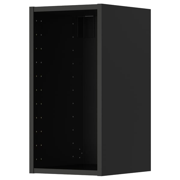 METOD schwarzer Küchen-Wandschrank, rechteckig mit verstellbaren Regalen.