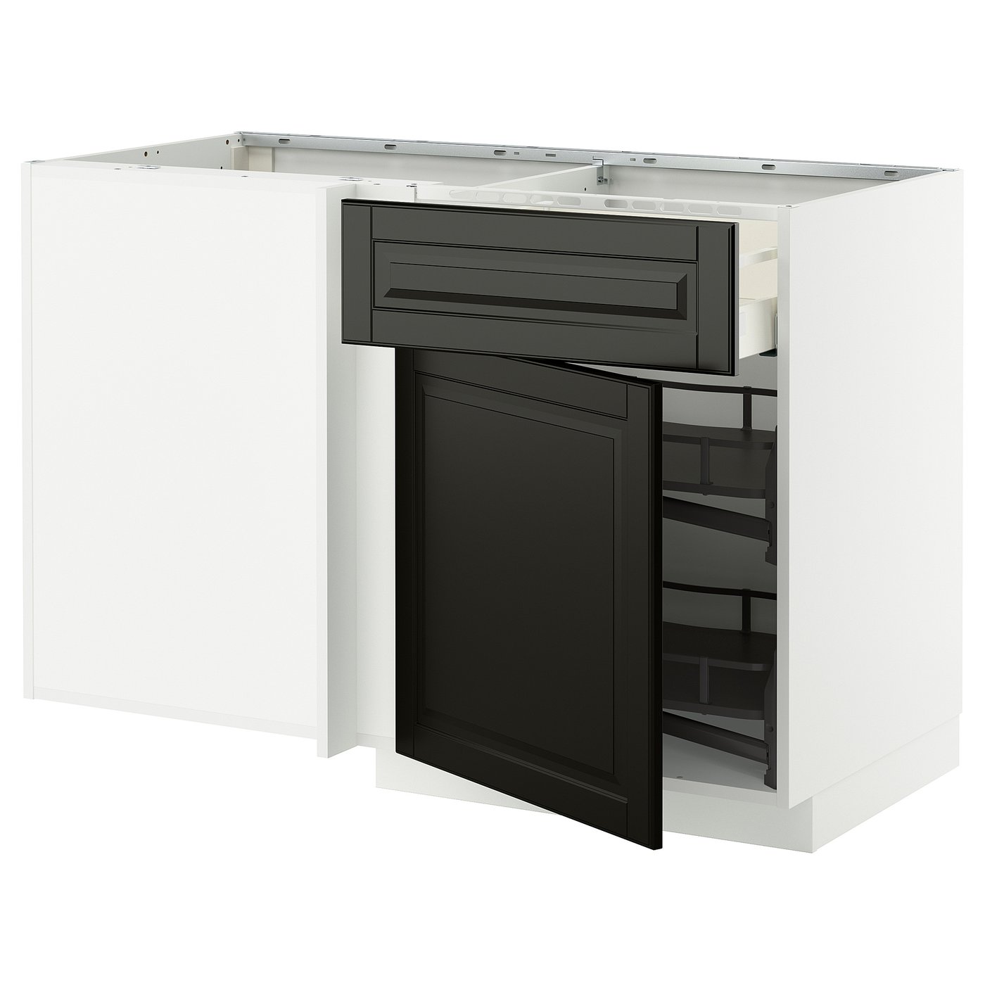 IKEA METOD / MAXIMERA Eckunterschrank m Schublade+Auszug weiß/Bodbyn schwarz