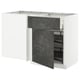 Moderner Küchenschrank, METOD von ikea. Weißer und grauer Betoneffekt, rechteckiges, schlankes Design mit ausziehbaren Regalen.