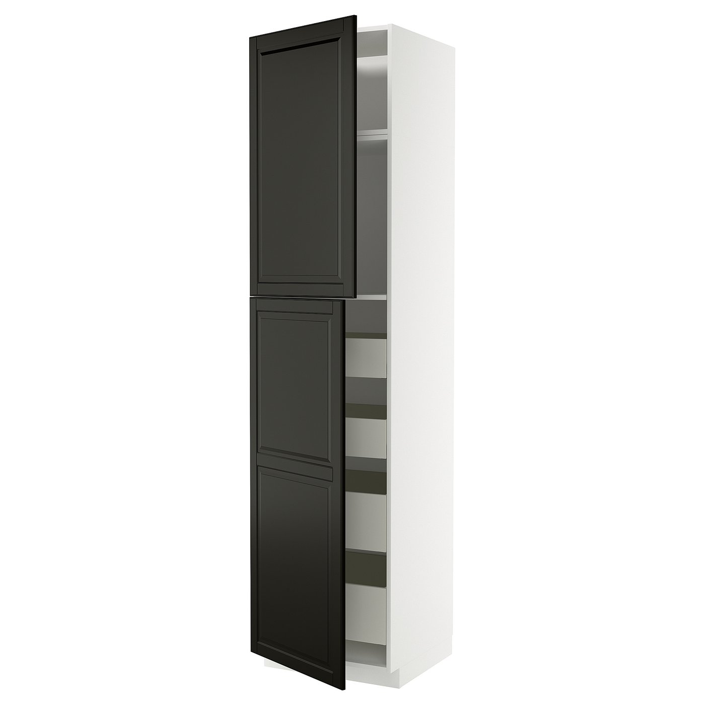 IKEA METOD / MAXIMERA Hochschr+2 Tü/4 Sch weiß/Bodbyn schwarz 60x60x240 cm