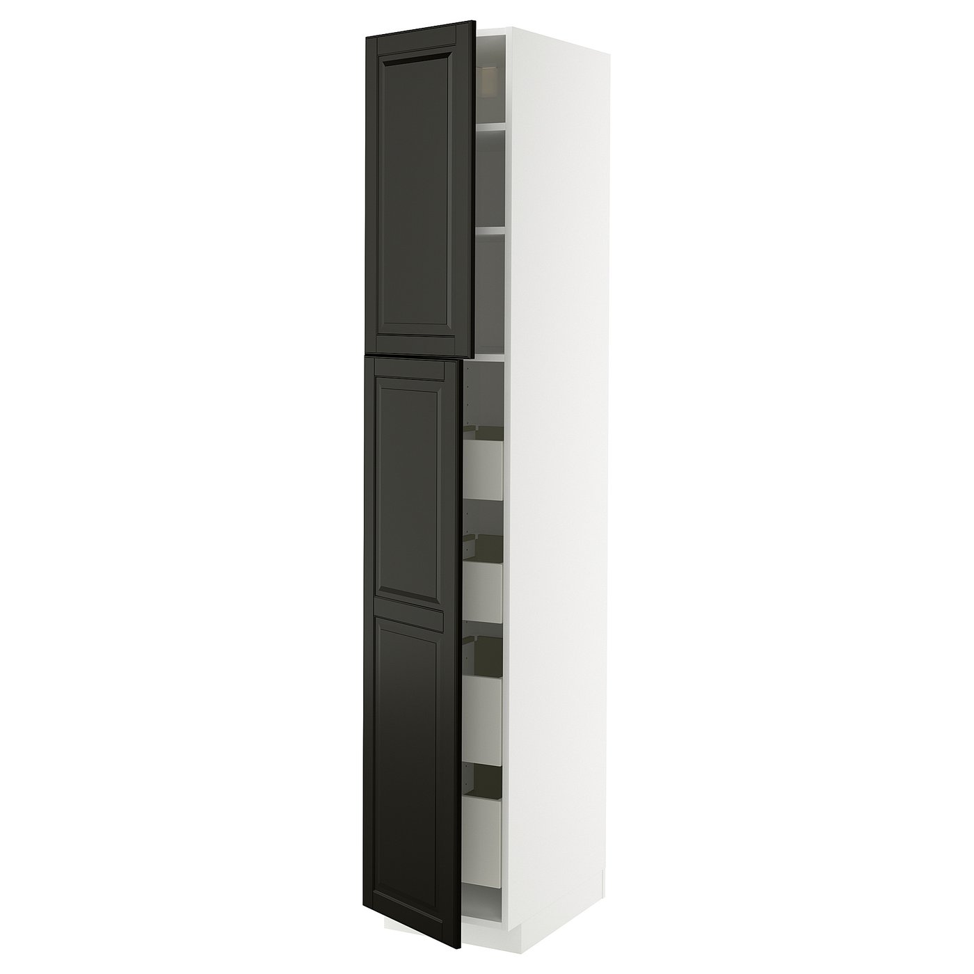 IKEA METOD / MAXIMERA Hochschr+2 Tü/4 Sch weiß/Bodbyn schwarz 40x60x220 cm