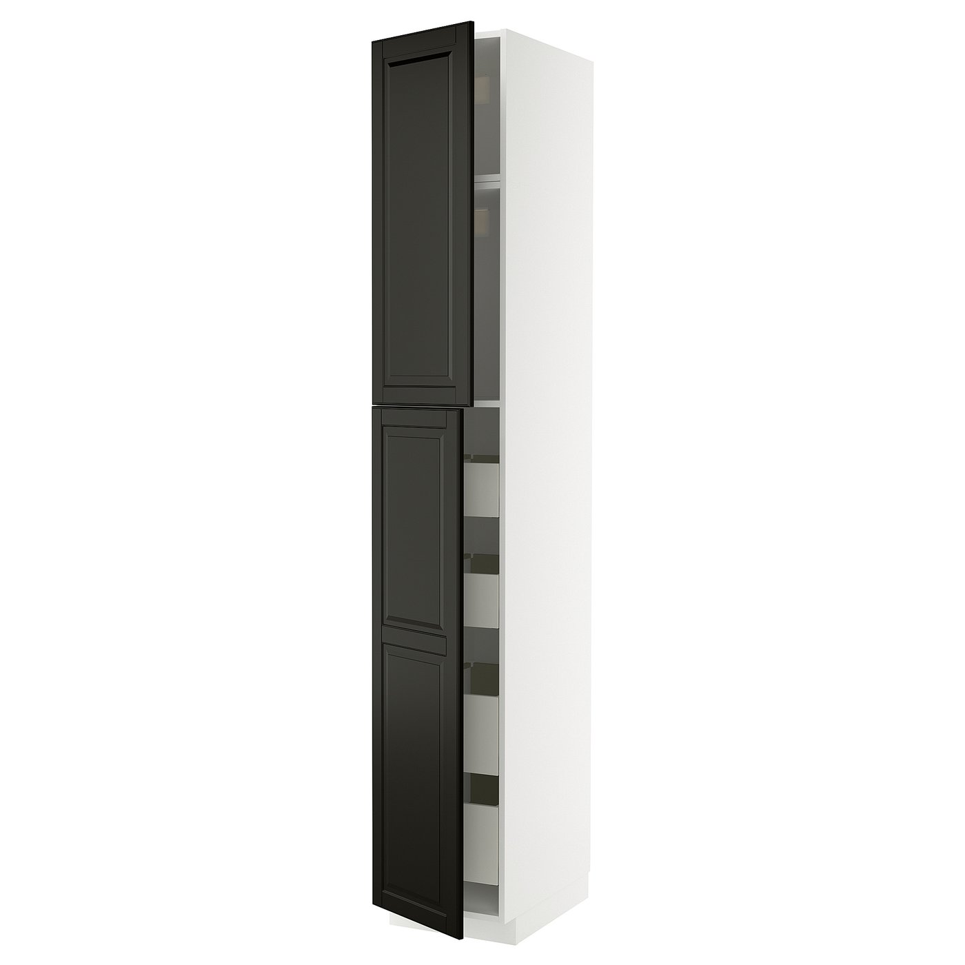 IKEA METOD / MAXIMERA Hochschr+2 Tü/4 Sch weiß/Bodbyn schwarz 40x60x240 cm