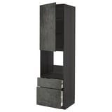 Ein hoher, dunkelgrauer METOD-Küchenschrank mit modernem, urbanem Design, Schubladen und verstellbaren Einlegeböden.