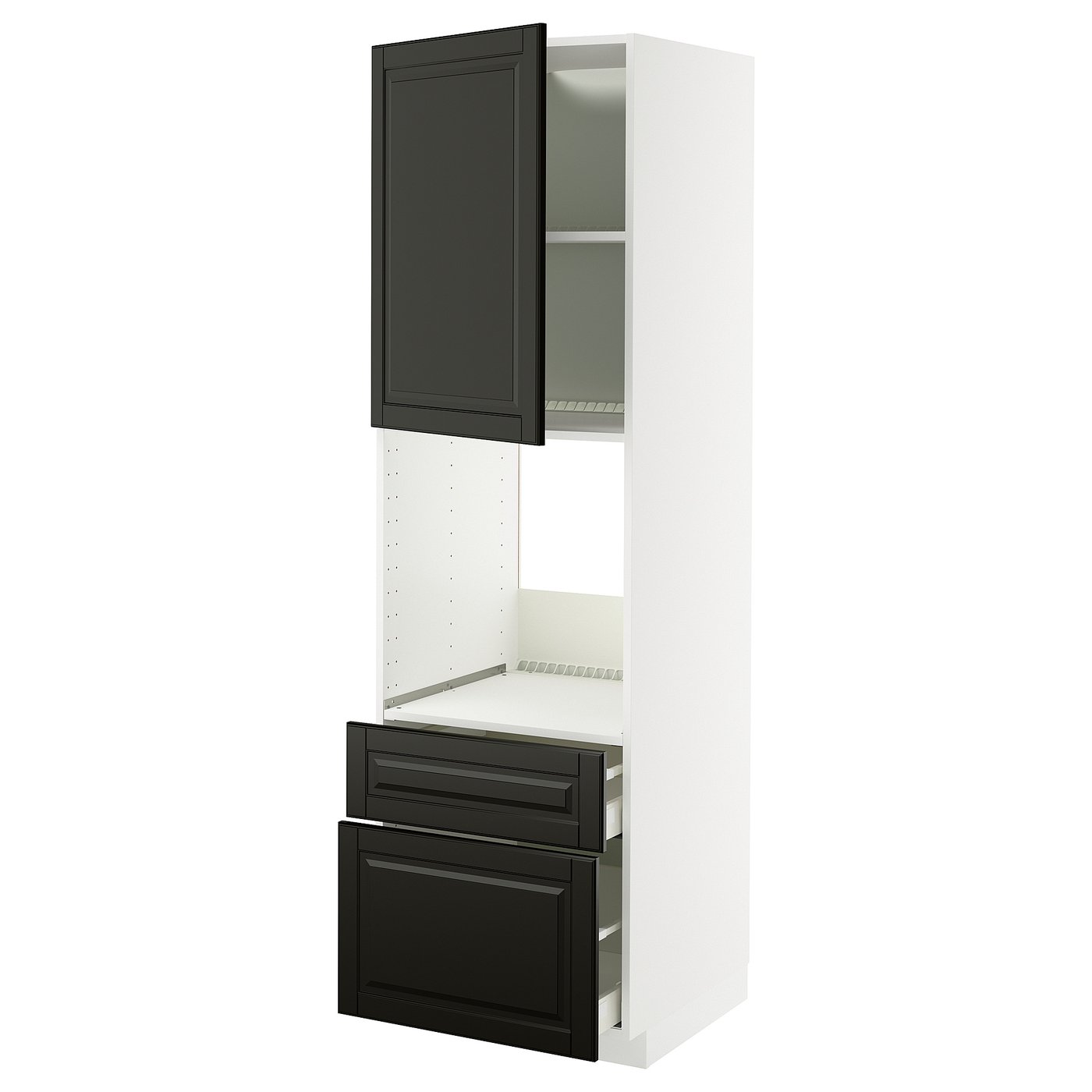IKEA METOD / MAXIMERA Hochschrank f Backofen+Tür/2Schubl weiß/Bodbyn schwarz 60x60x200 cm