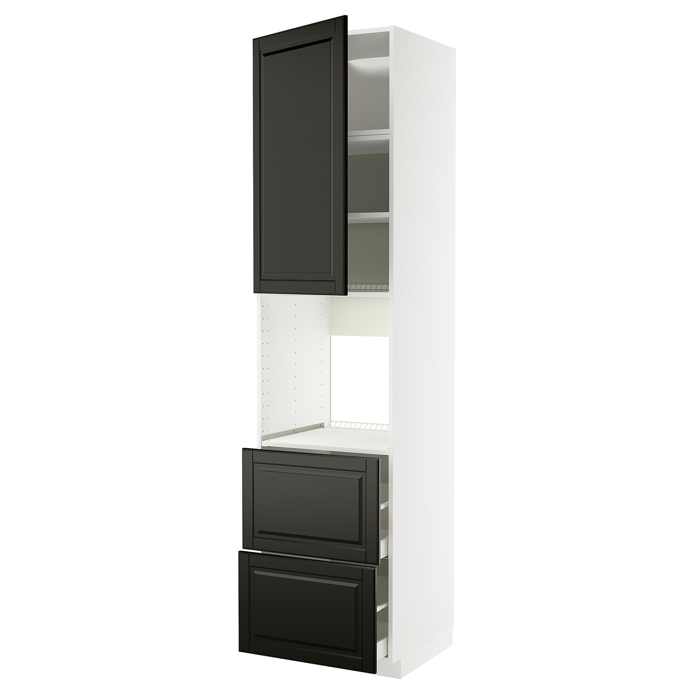 IKEA METOD / MAXIMERA Hochschrank f Backofen+Tür/2Schubl weiß/Bodbyn schwarz