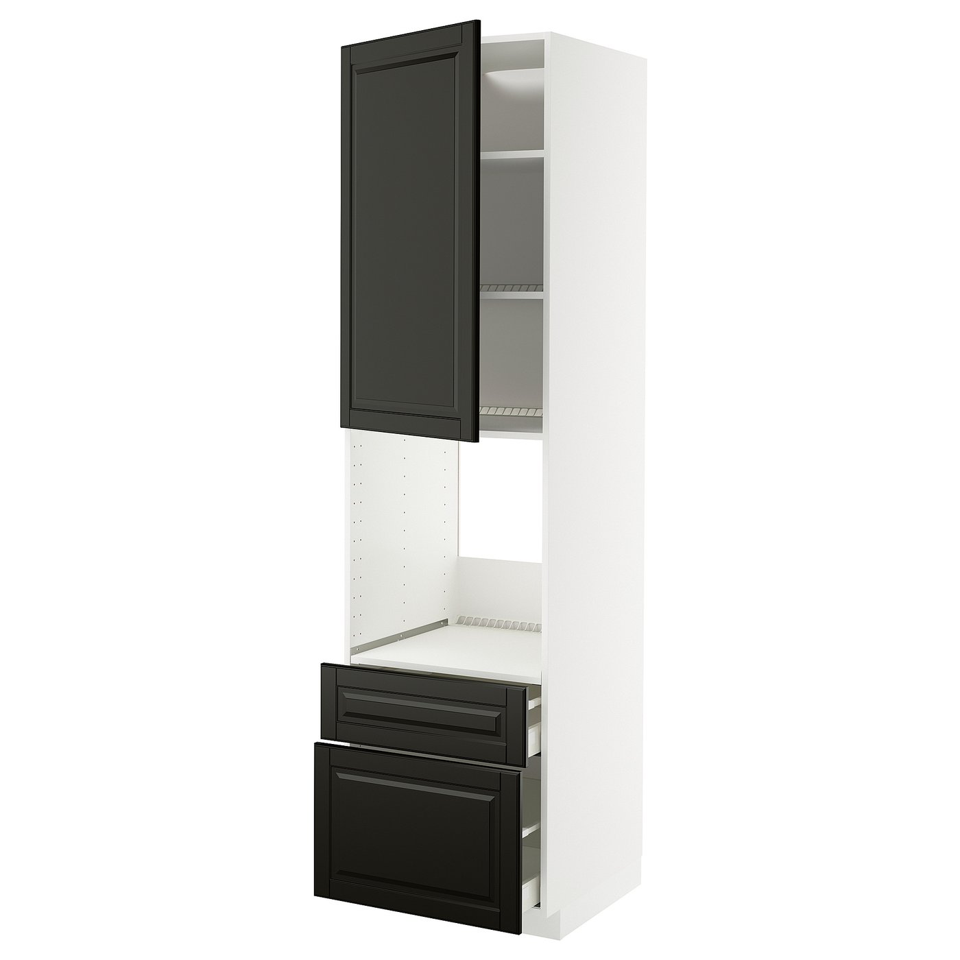 IKEA METOD / MAXIMERA Hochschrank f Backofen+Tür/2Schubl weiß/Bodbyn schwarz 60x60x220 cm