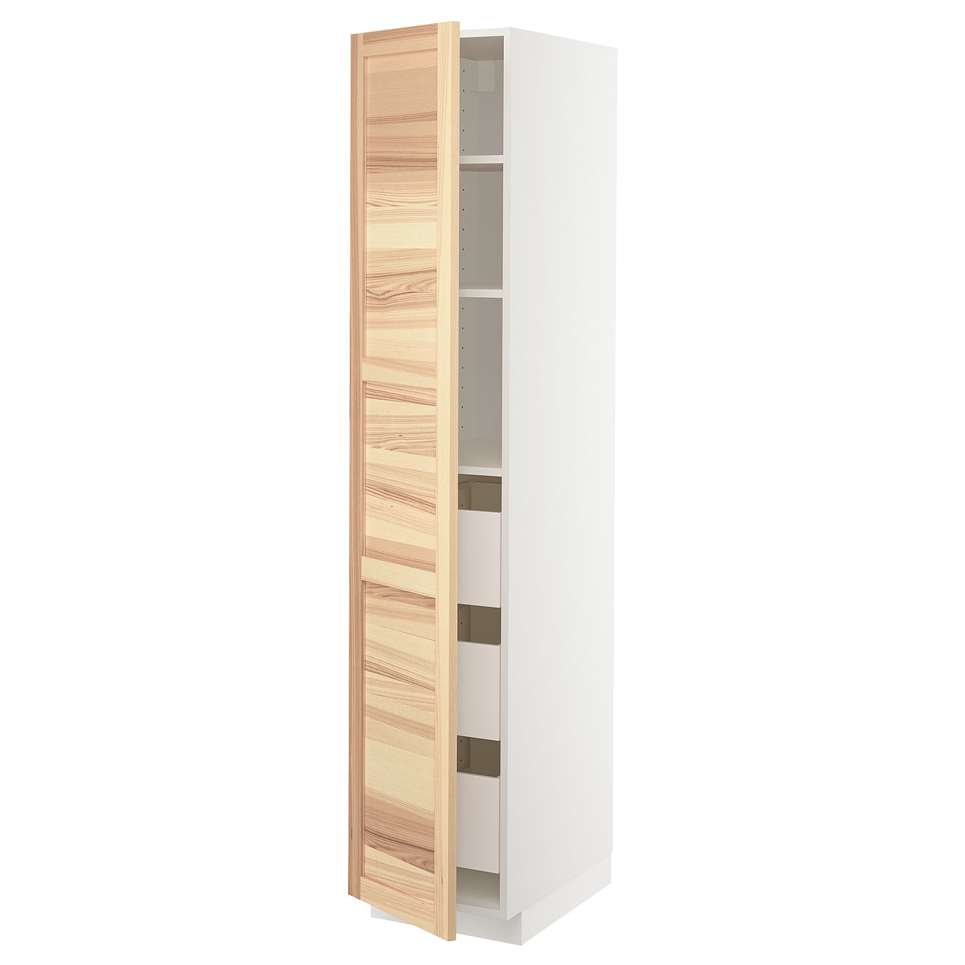 METOD / MAXIMERA Hochschrank m Schubladen - weiß/Torhamn Esche - IKEA